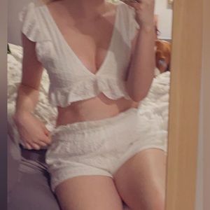 SHEIN eyelet lace two piece set